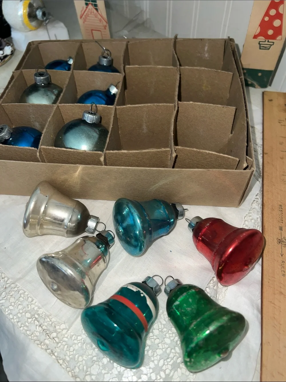 Vintage Mercury Glass Bells & Balls Christmas Ornaments